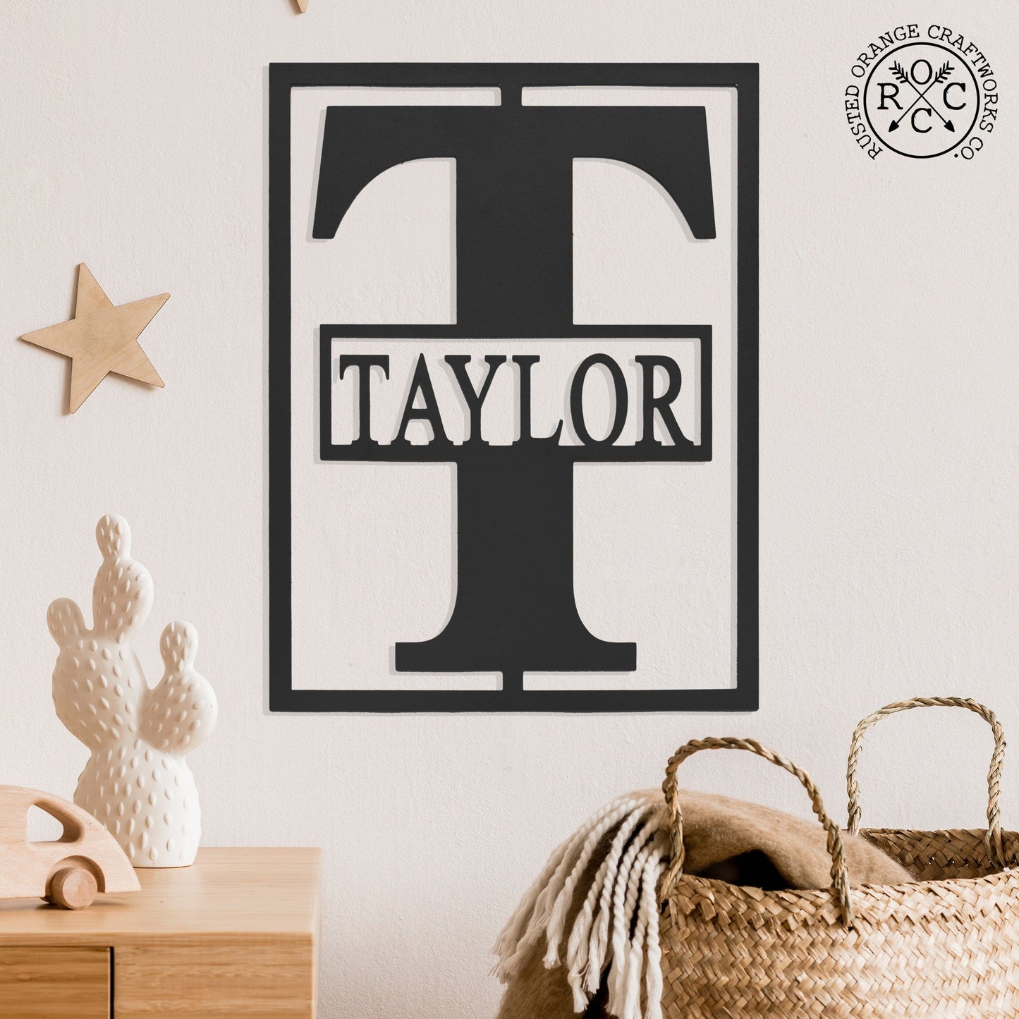 Block Border Monogram - Custom Metal Family Sign House Name Plates