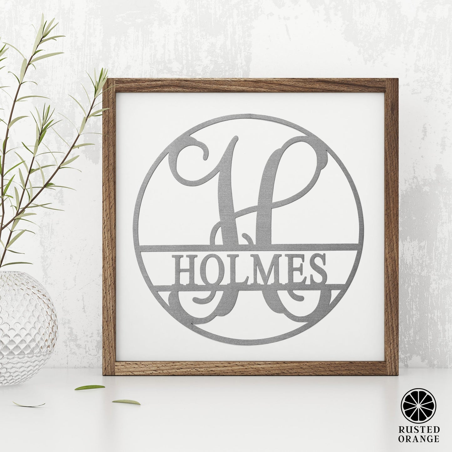 Circle Monogram With Name -  Monogram Last Name Signs for Home