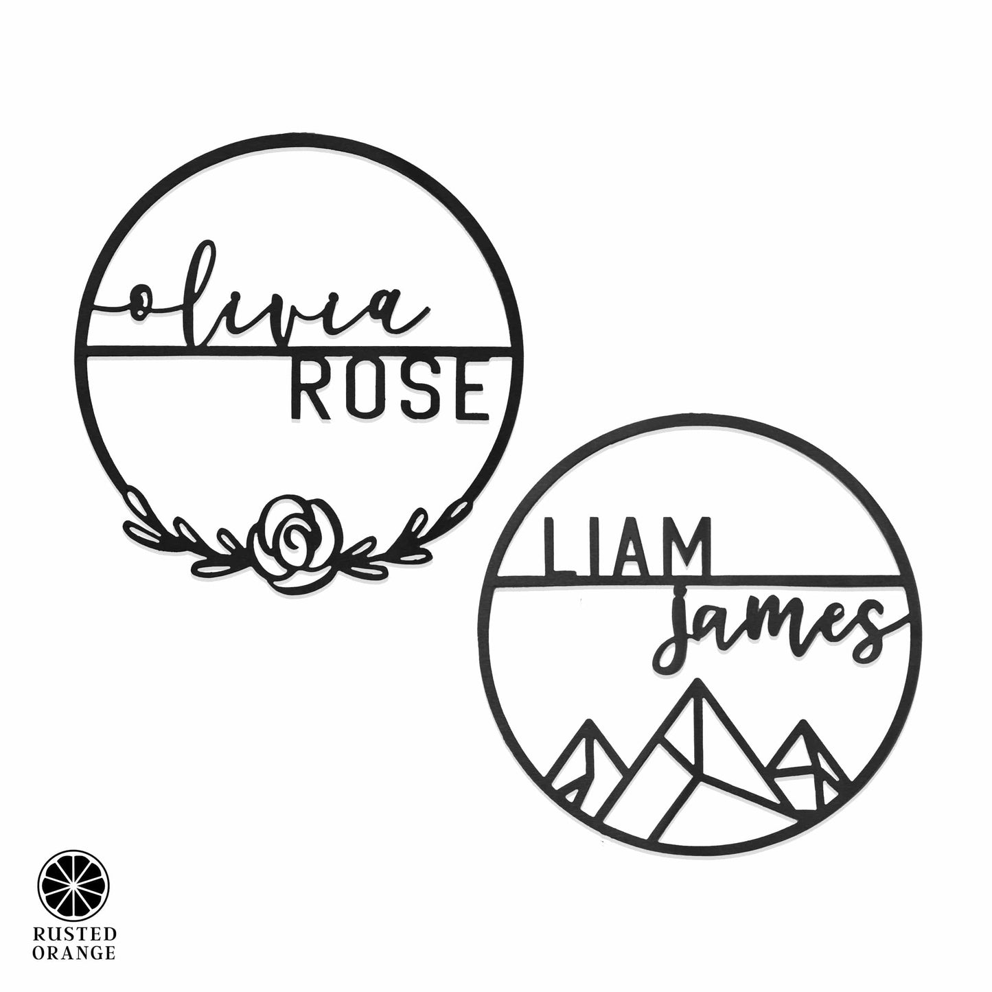 Mountain Rose Sign Collection - Circle Sign with First and Last Name