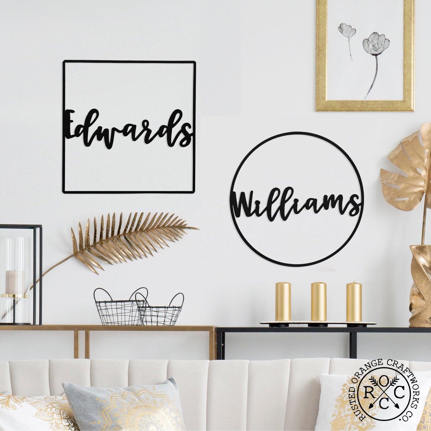 Open Script Sign 15" - 2 Styles - Anniversary or Wedding Gift Name Sign