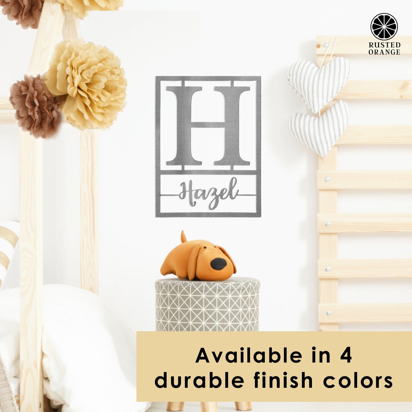 Floating Script Monogram - Personalized Metal Family Name Sign