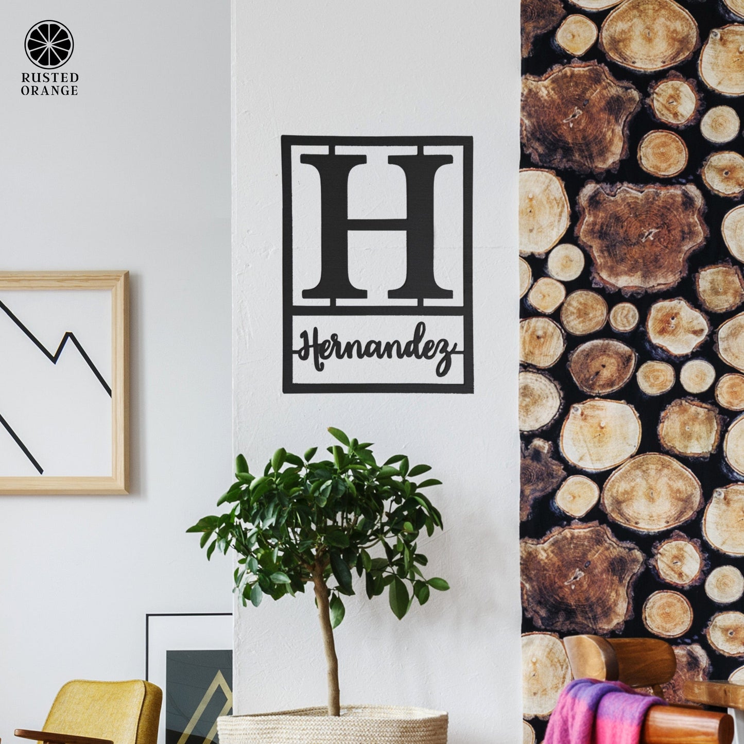 Floating Script Monogram - Personalized Metal Family Name Sign