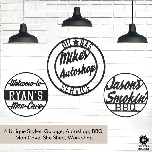 Vintage Circle Signs  - Personalized Decorative Garage or Workshop Sign