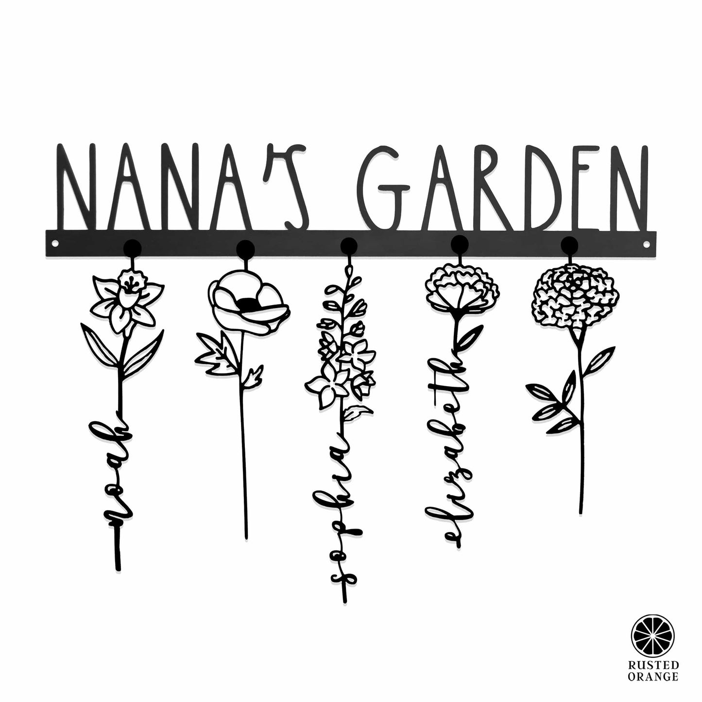 Our Family Garden - Personalized Birth Month Flowers Family Name Sign Mother's Day Gift