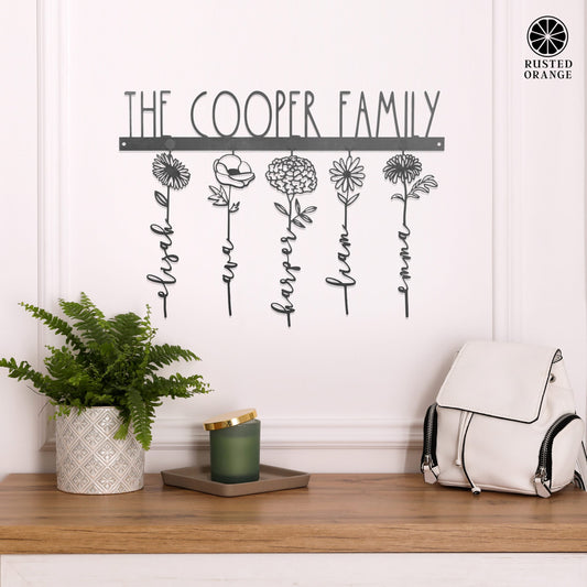 Our Family Garden - Personalized Birth Month Flowers Family Name Sign Mother's Day Gift