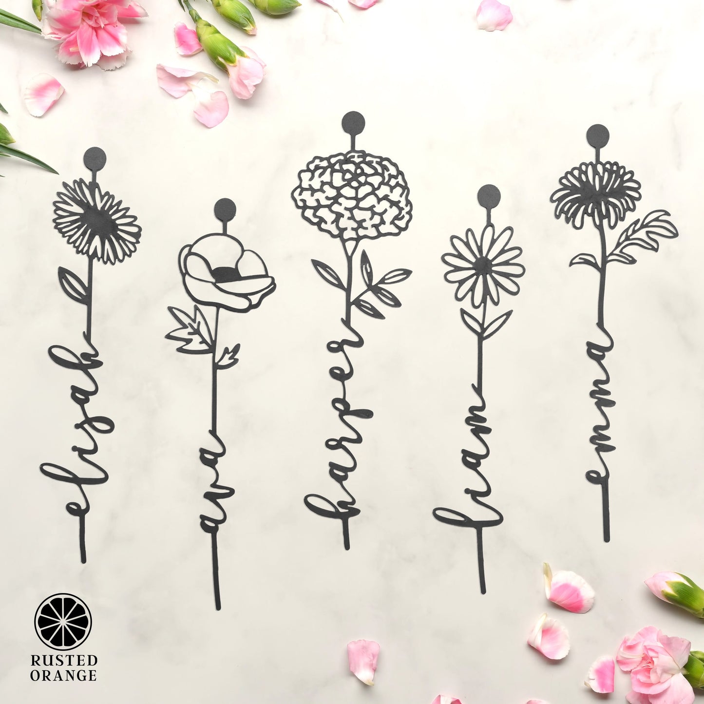 Our Family Garden - Personalized Birth Month Flowers Family Name Sign Mother's Day Gift