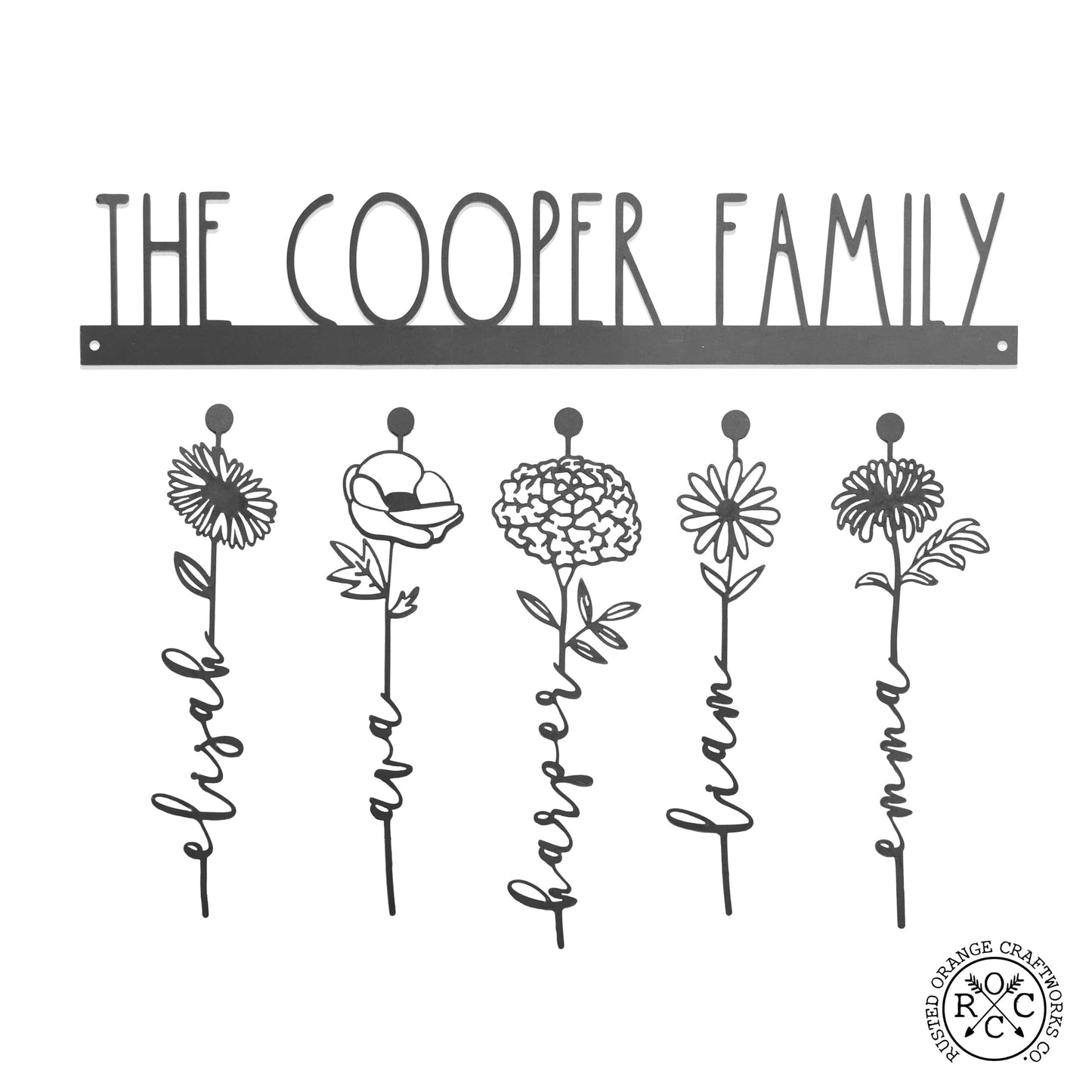 Our Family Garden - Personalized Birth Month Flowers Family Name Sign Mother's Day Gift
