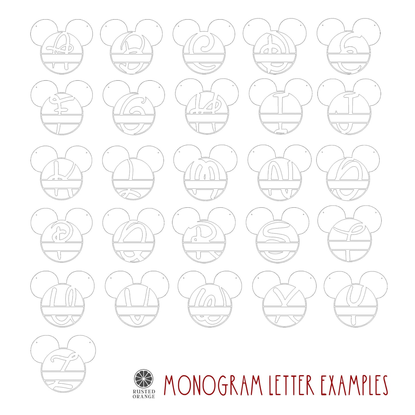 Mouse Ears and Castle Monogram - Personalized Name Sign For Kids Room