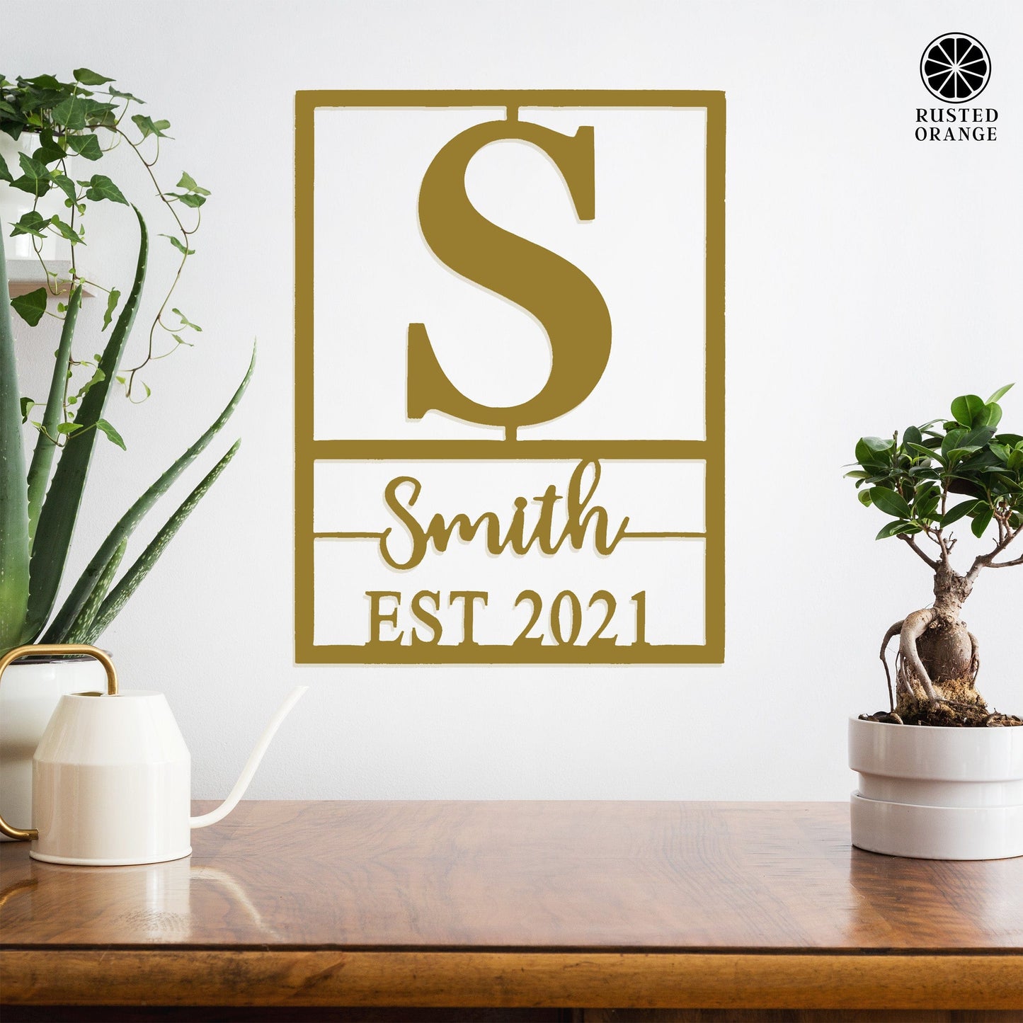 Weston Name and Date Monogram - 2 Sizes - Custom Metal Rectangle Monogram with Name and Date Sign