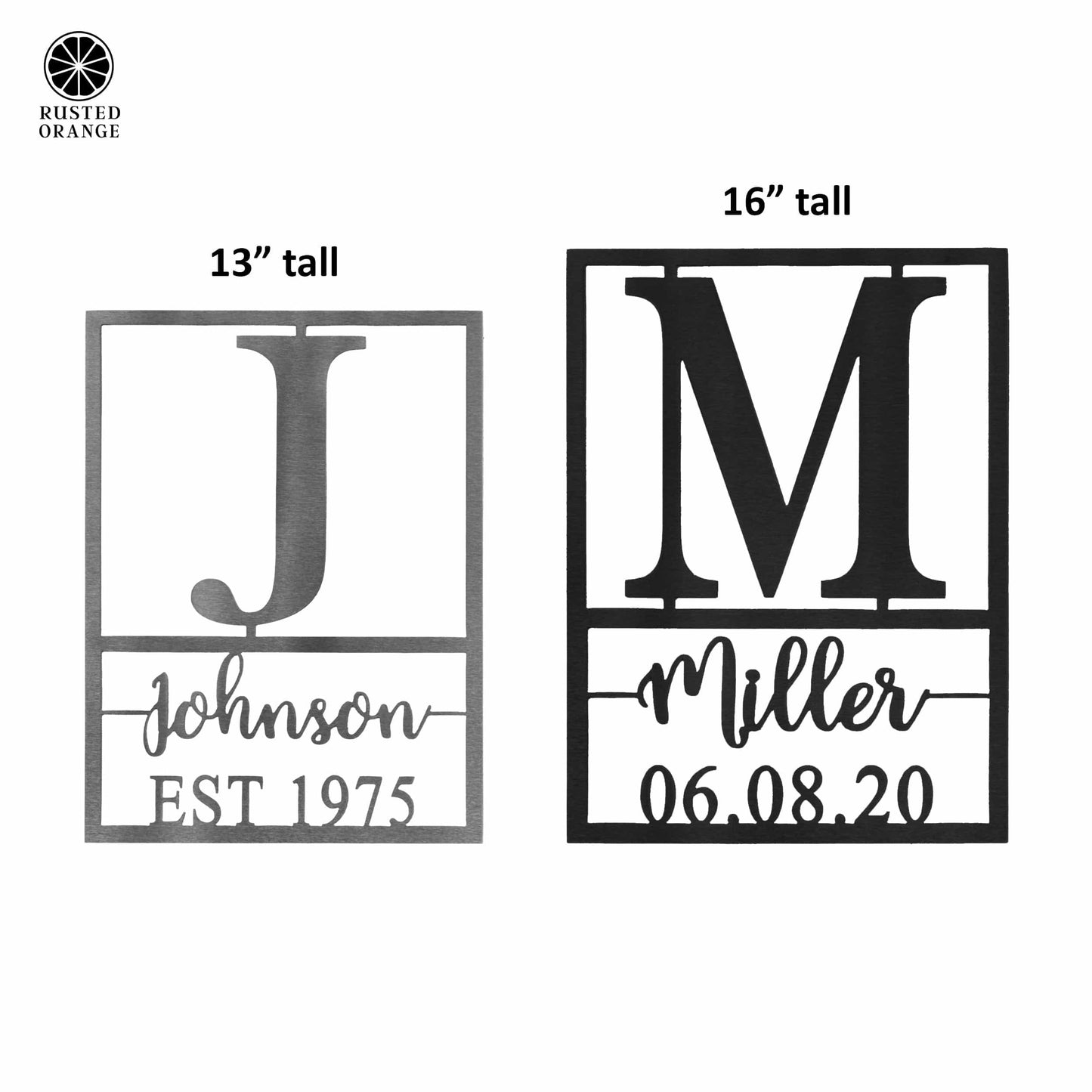 Weston Name and Date Monogram - 2 Sizes - Custom Metal Rectangle Monogram with Name and Date Sign