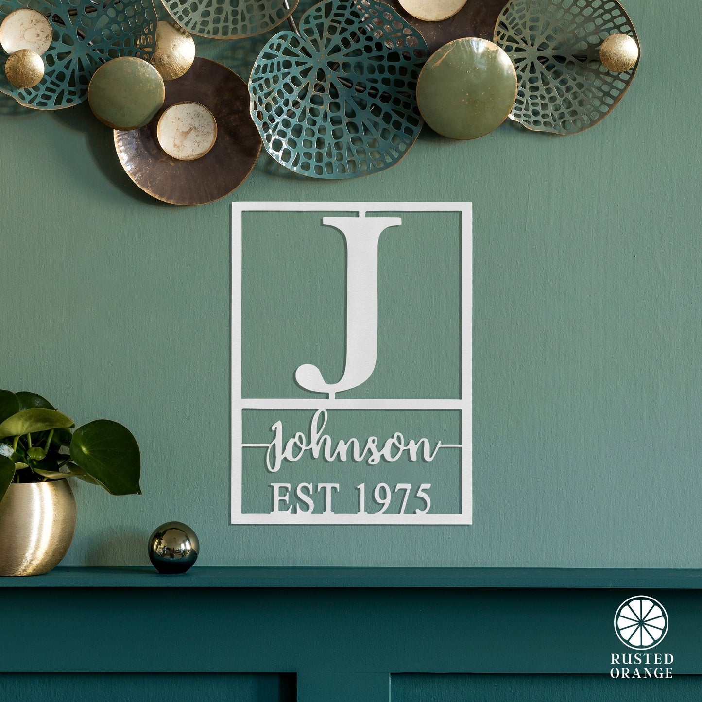 Weston Name and Date Monogram - 2 Sizes - Custom Metal Rectangle Monogram with Name and Date Sign