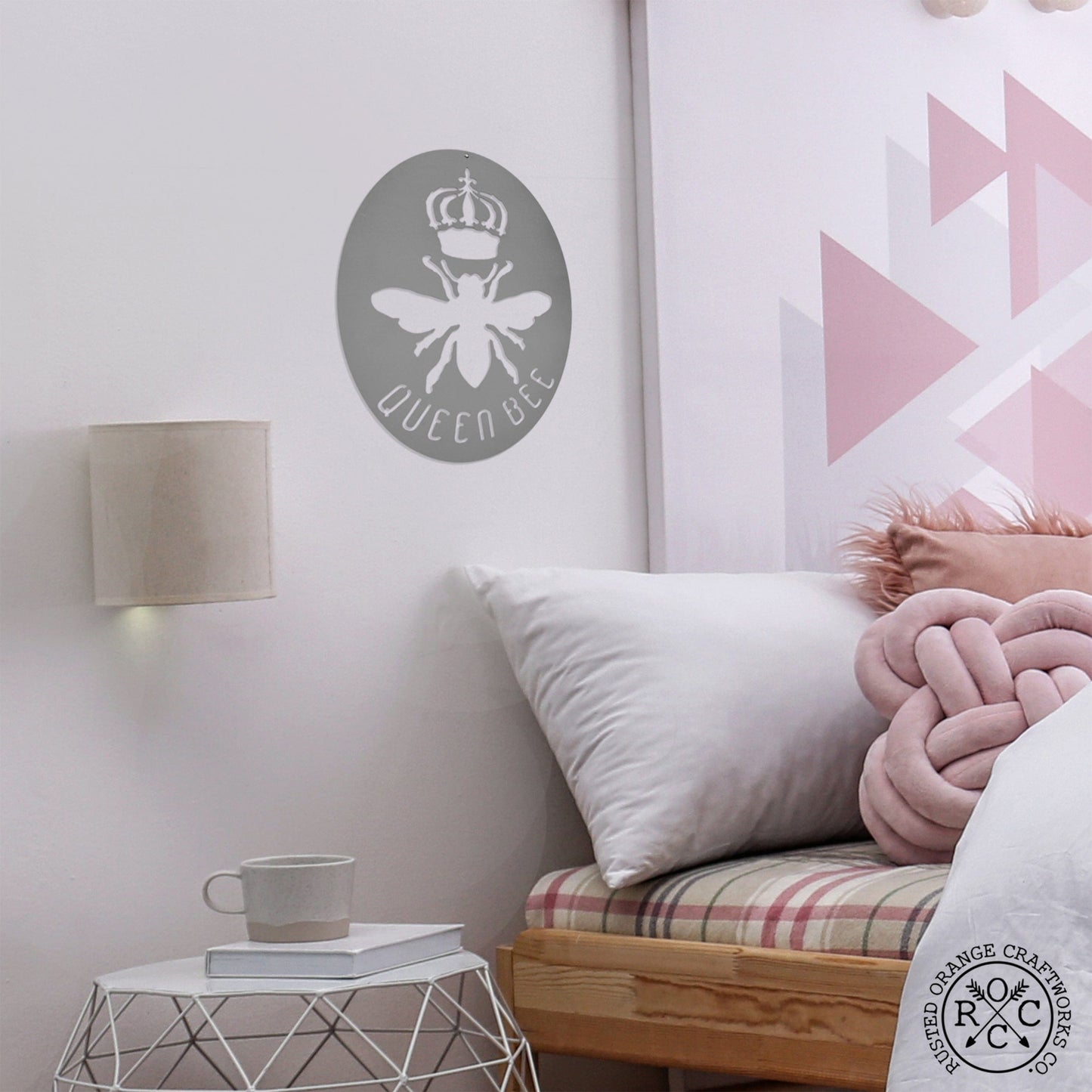 Queen Bee Sign - Unique Metal Bumble Bee Sign for Farmhouse Honey Hive