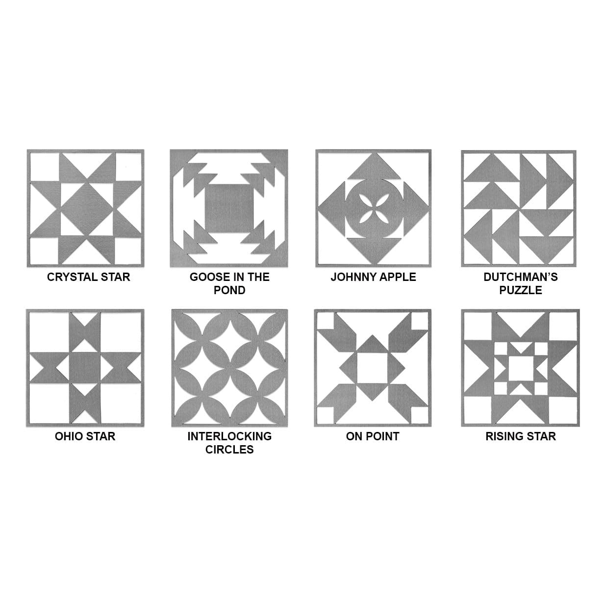 Quilt Block Wall Art - 8 Styles - Hanging Patchwork Pattern Designs