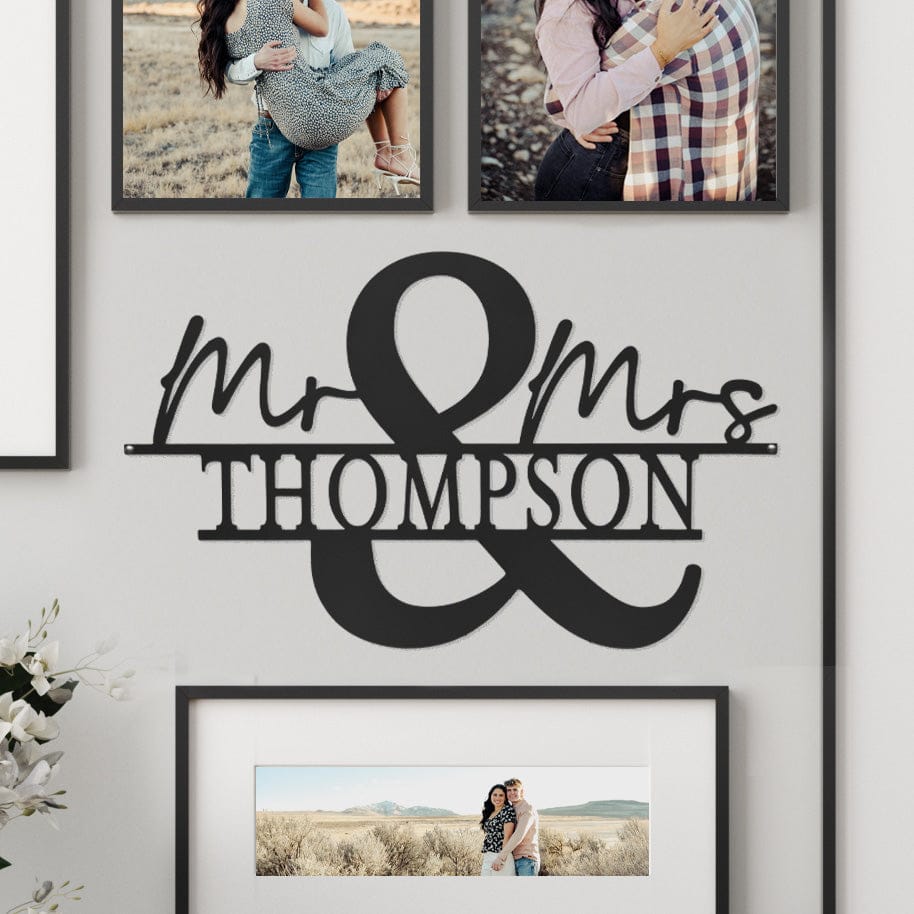 Mr and Mrs Personalized Name Sign - Couple Gifts Wall Decor For Bedroom