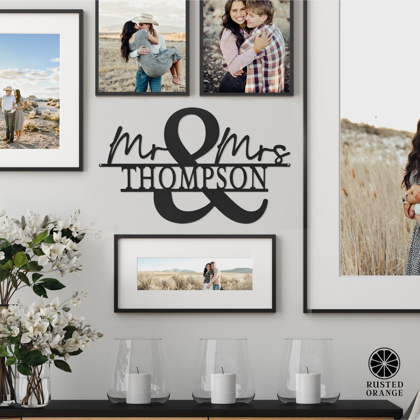 Mr and Mrs Personalized Name Sign - Couple Gifts Wall Decor For Bedroom