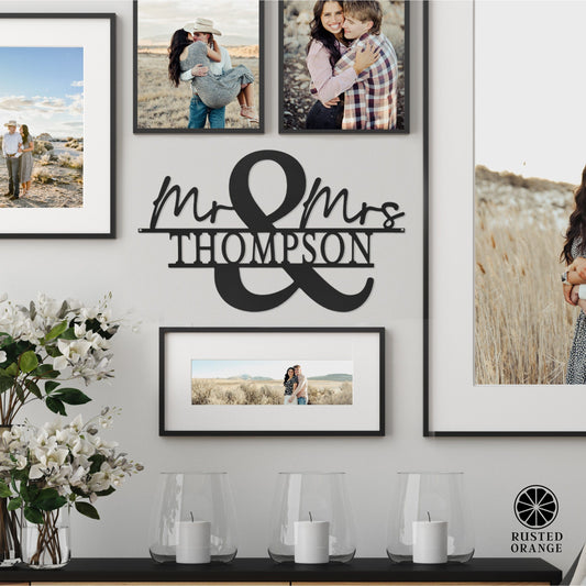 Mr and Mrs Personalized Name Sign - Couple Gifts Wall Decor For Bedroom