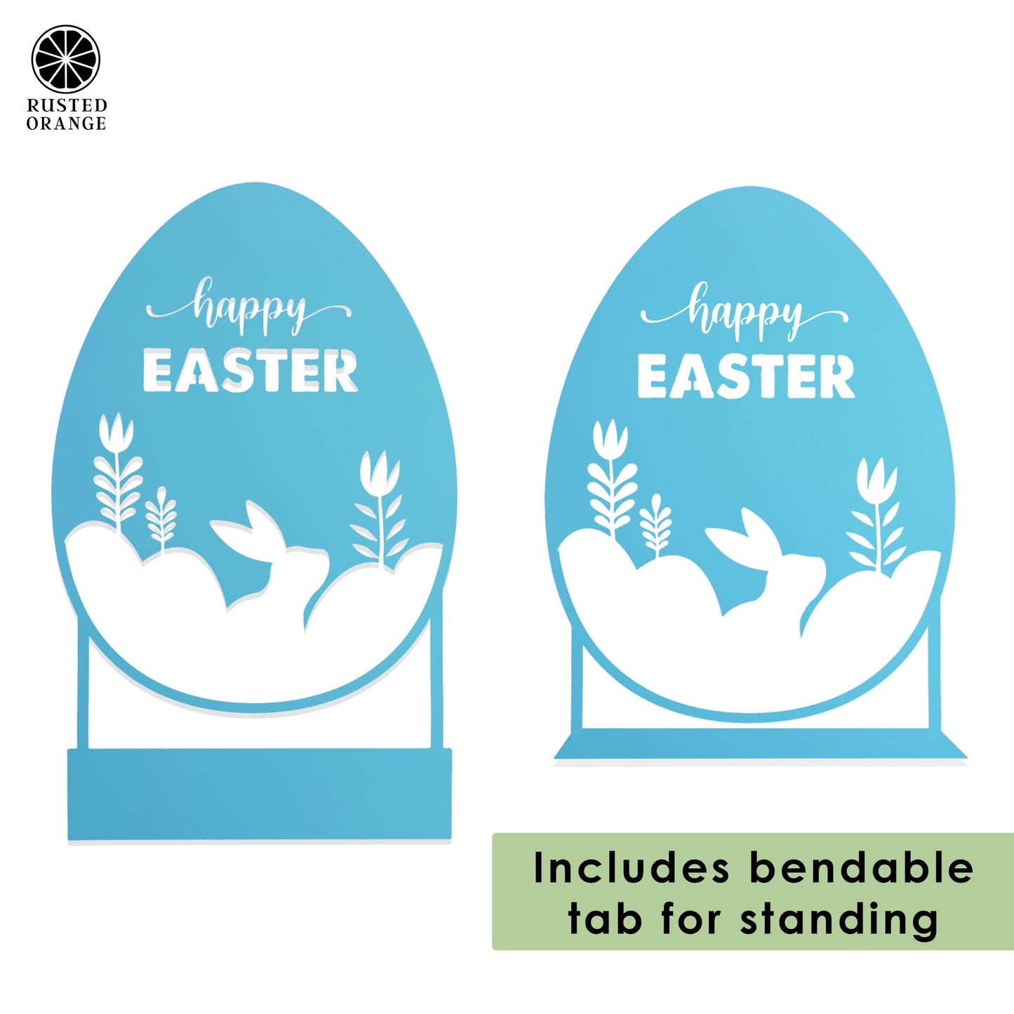 Happy Easter Egg Silhouette – Metal Bunny & Tulip Cutout Decoration