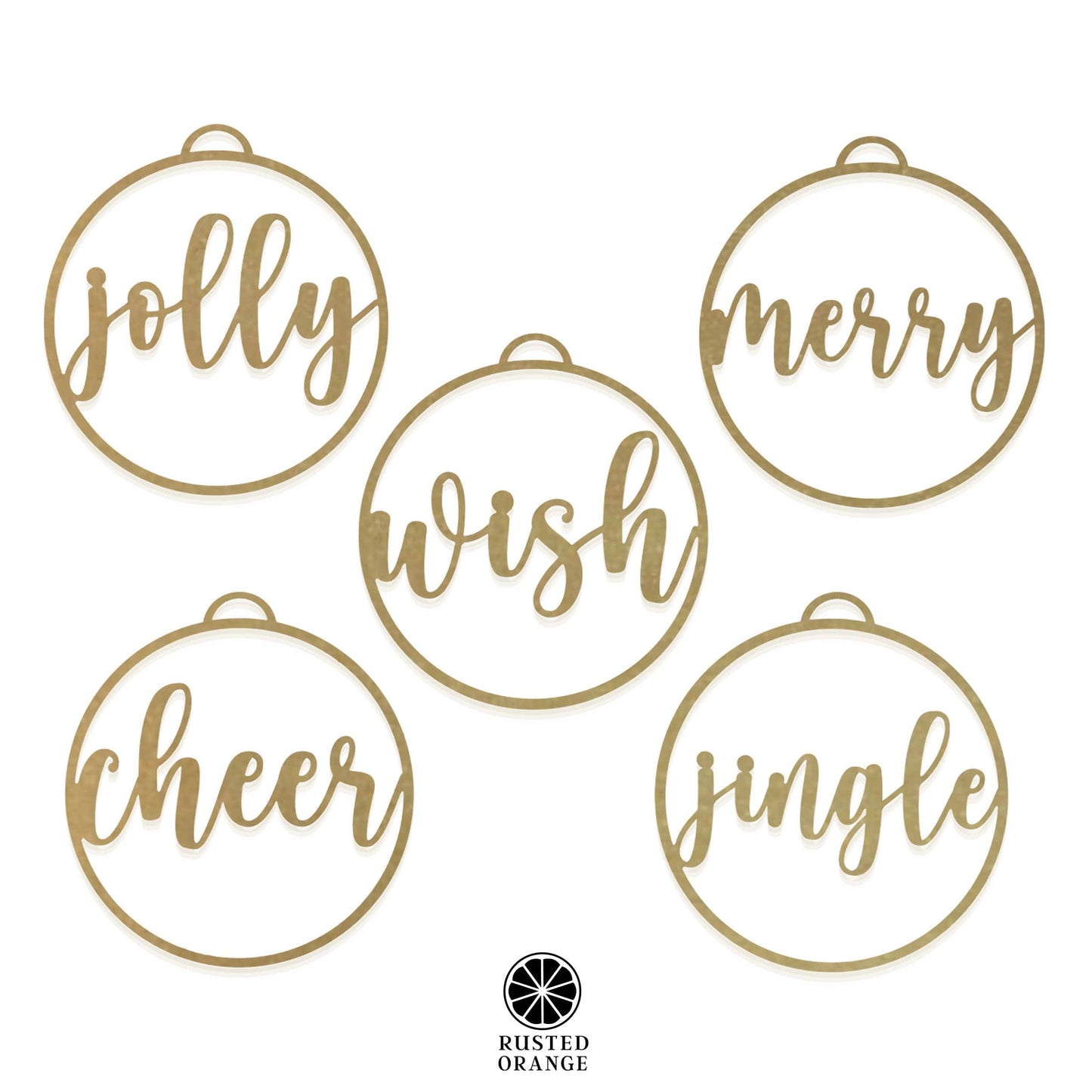 Jolly Christmas Ornaments - 5 pack - Metal Christmas Tree Ornaments