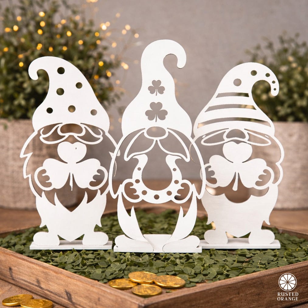 Lucky Gnome Silhouette Trio - Tabletop, Hanging, Yard Stake