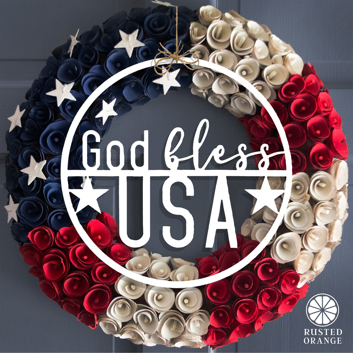 Minimalist Summer Greetings - Patriotic or Summer Metal Sign for Front Door Wreath