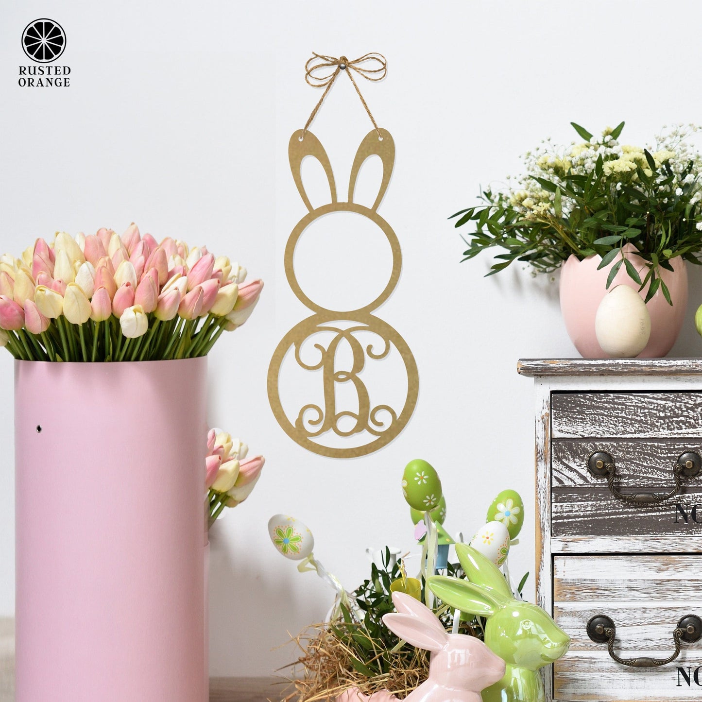 Peter Cottontail Monogram - Door Wreaths for Front Door Outside