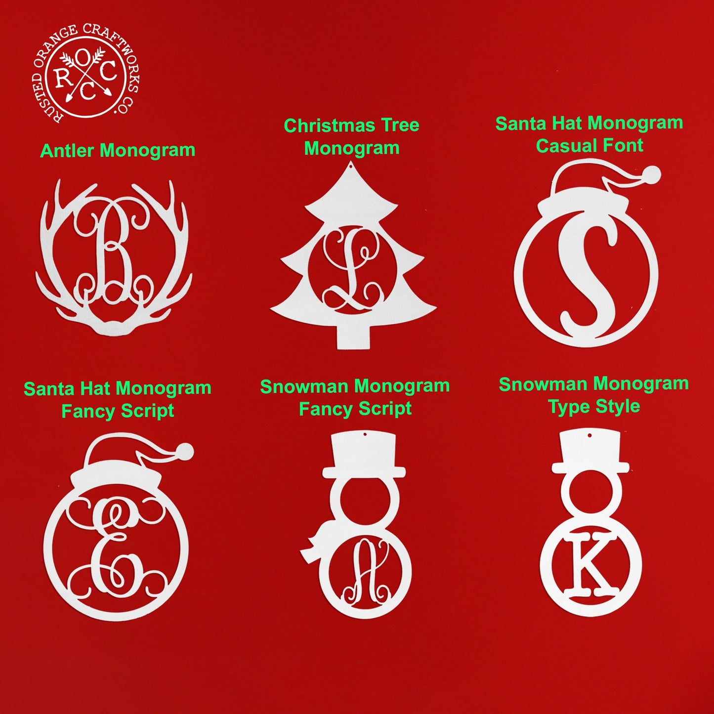 Single Letter Holiday Monogram Collection - Personalized Metal Sign Decorations