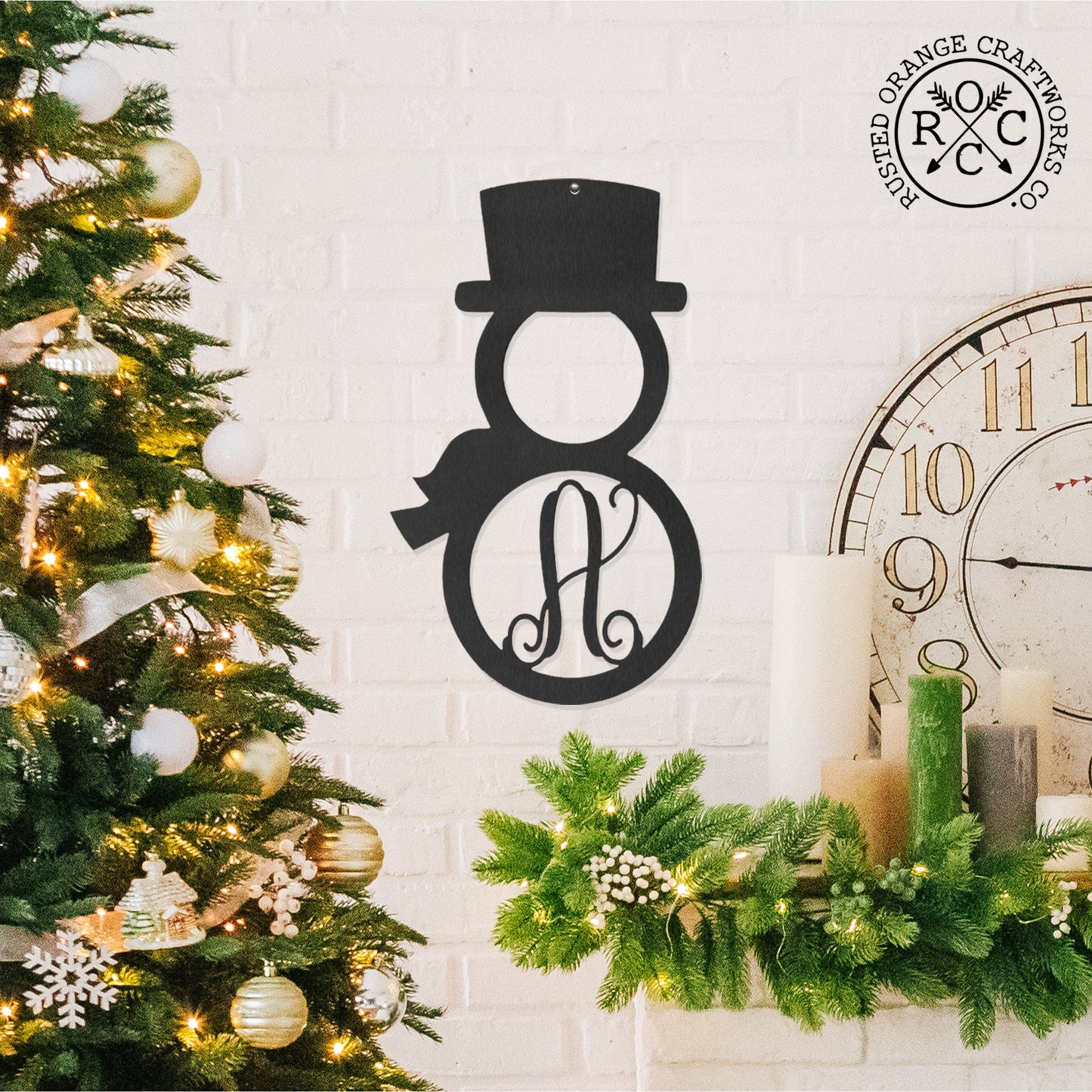 Single Letter Holiday Monogram Collection - Personalized Metal Sign Decorations