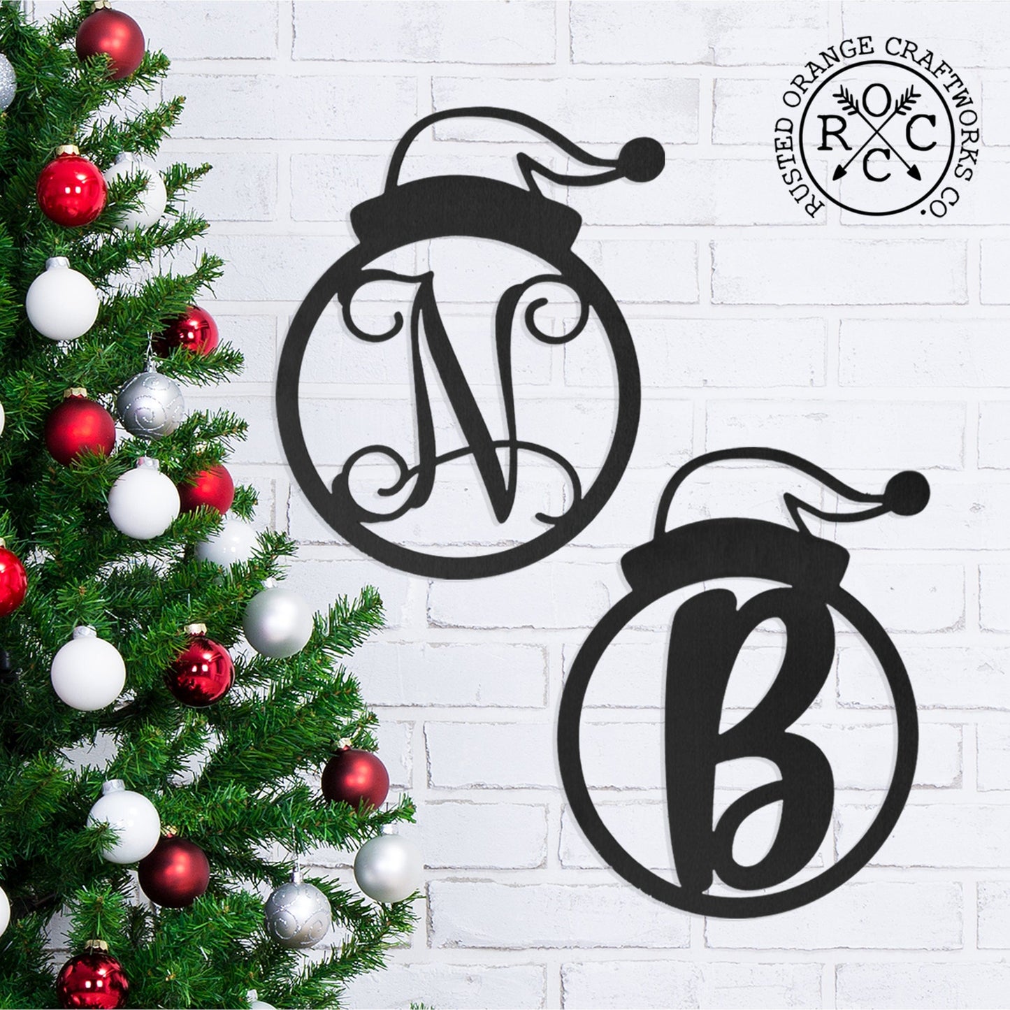 Single Letter Holiday Monogram Collection - Personalized Metal Sign Decorations