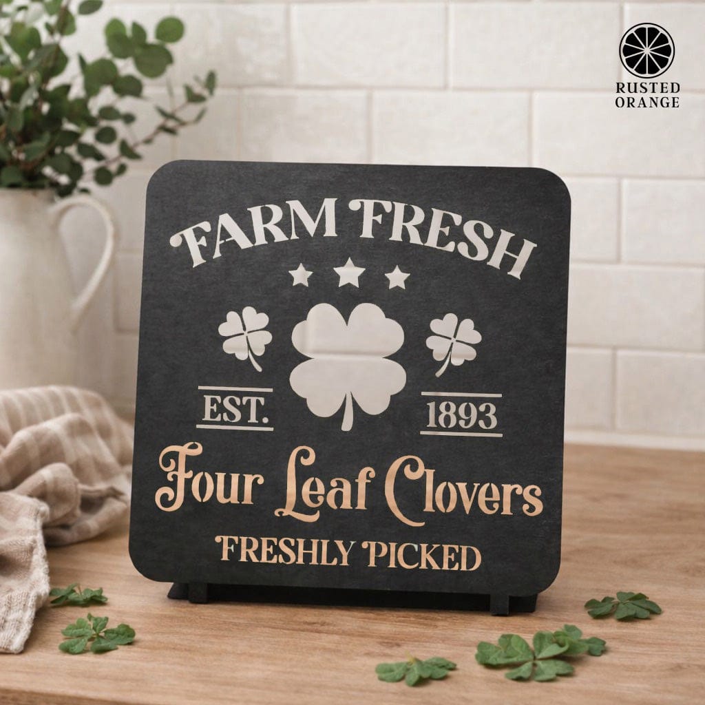 Vintage Farm Fresh Four Leaf Clovers Metal Sign - Established 1893