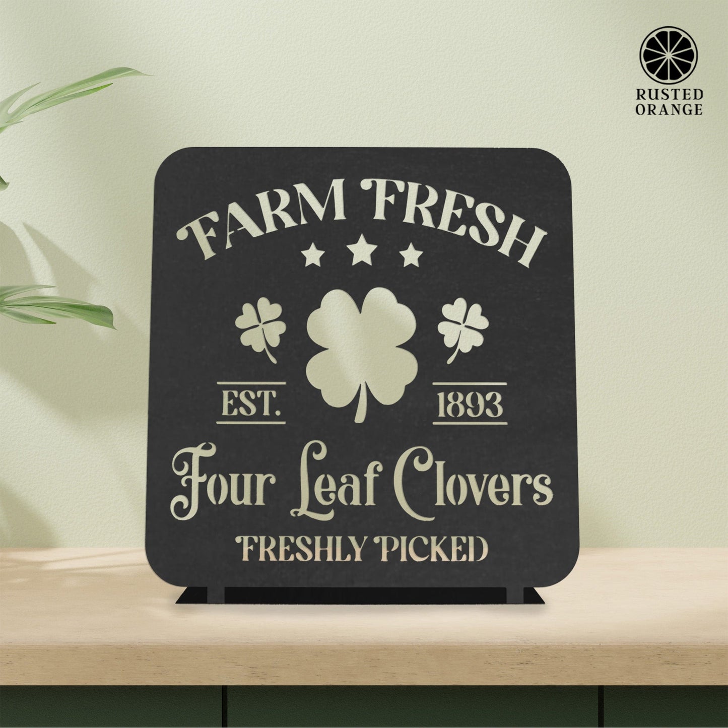 Vintage Farm Fresh Four Leaf Clovers Metal Sign - Established 1893