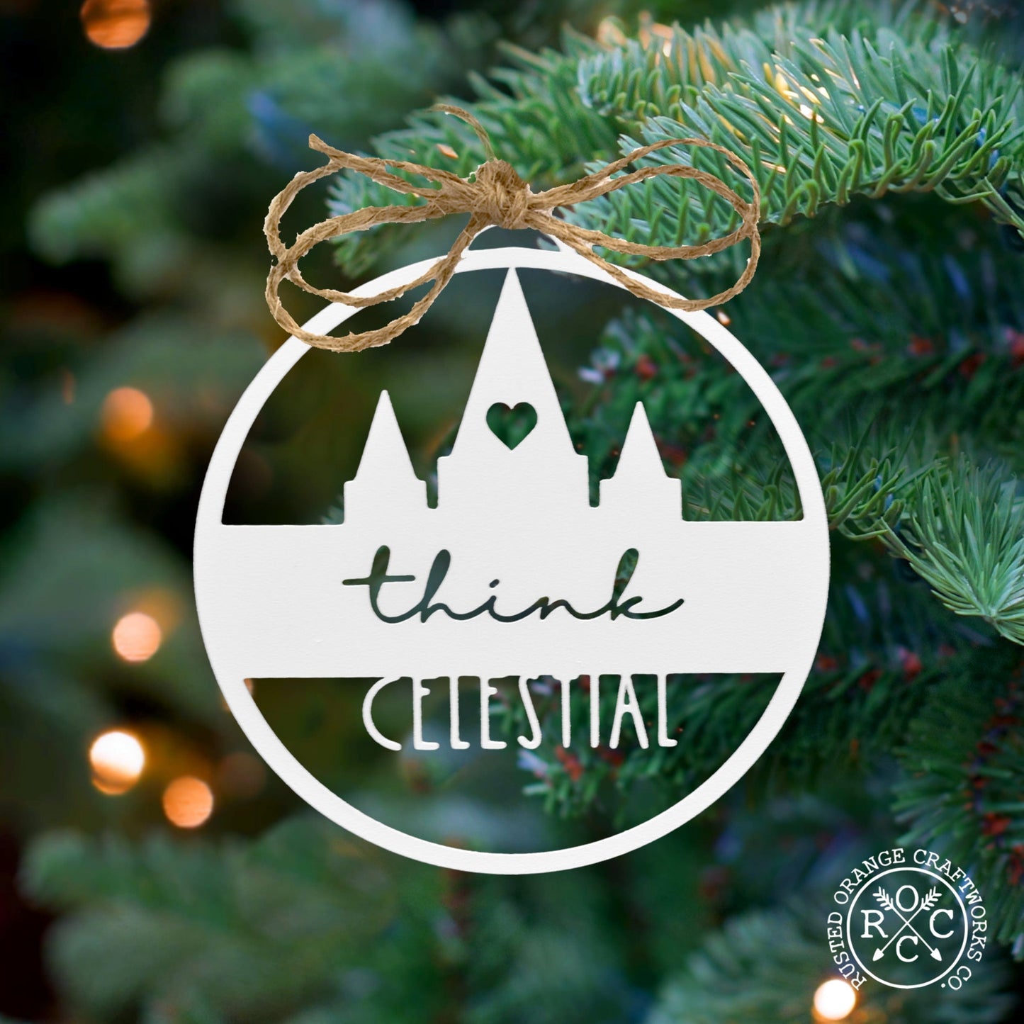 Think Celestial LDS Plaque - Ornament, Tabletop Sign, Wall Decor -  General Conference Christmas Ornament
