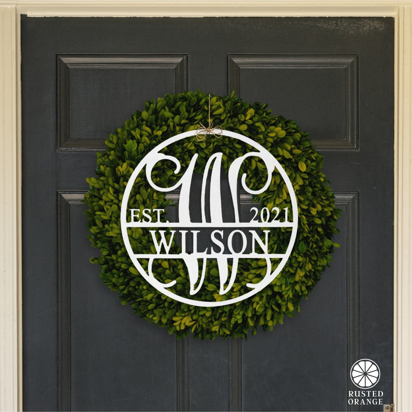 Established Circle Name and Date Monogram - Custom Wreath Hanger Wall Decor