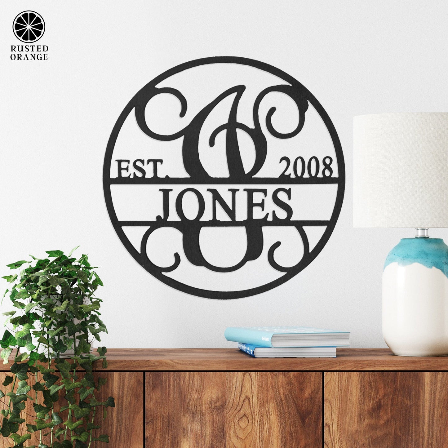 Established Circle Name and Date Monogram - Custom Wreath Hanger Wall Decor