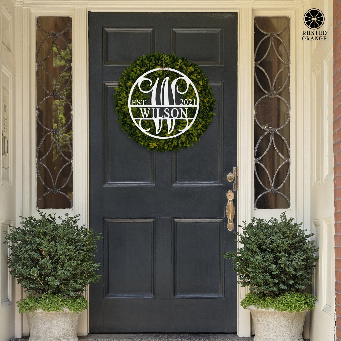 Established Circle Name and Date Monogram - Custom Wreath Hanger Wall Decor