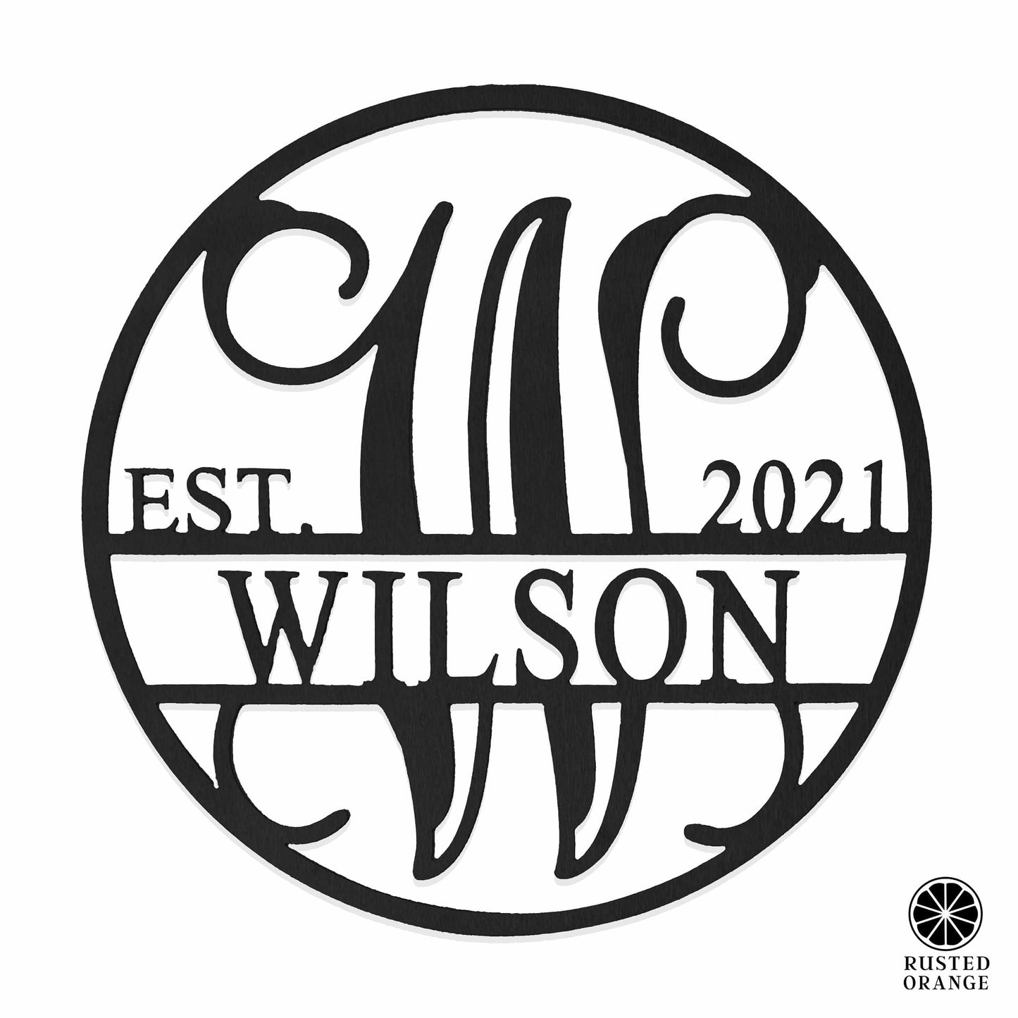 Established Circle Name and Date Monogram - Custom Wreath Hanger Wall Decor