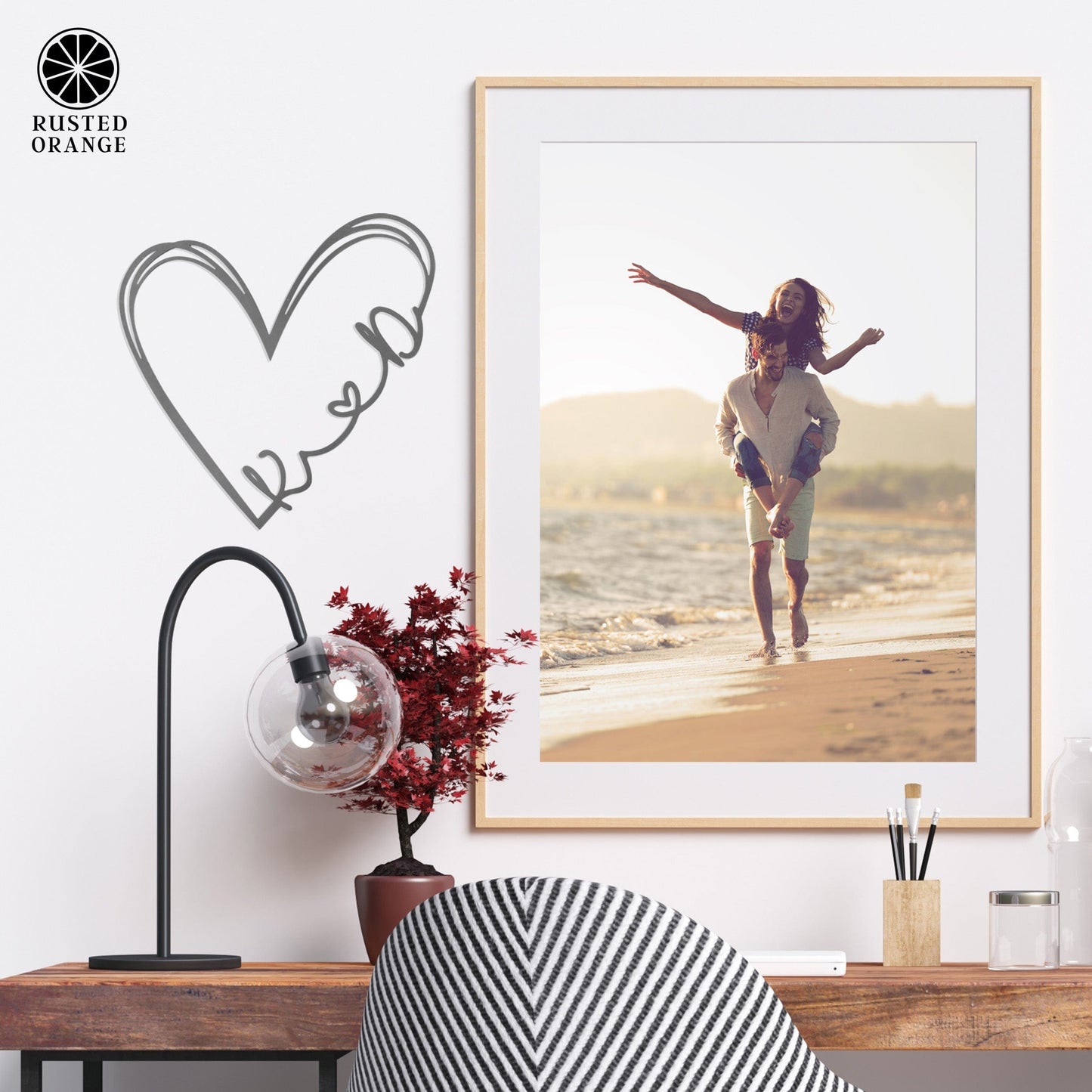 Love is All Around Personalized Initial Signs - 3 Sizes - Valentines day gifts for her bedroom decor
