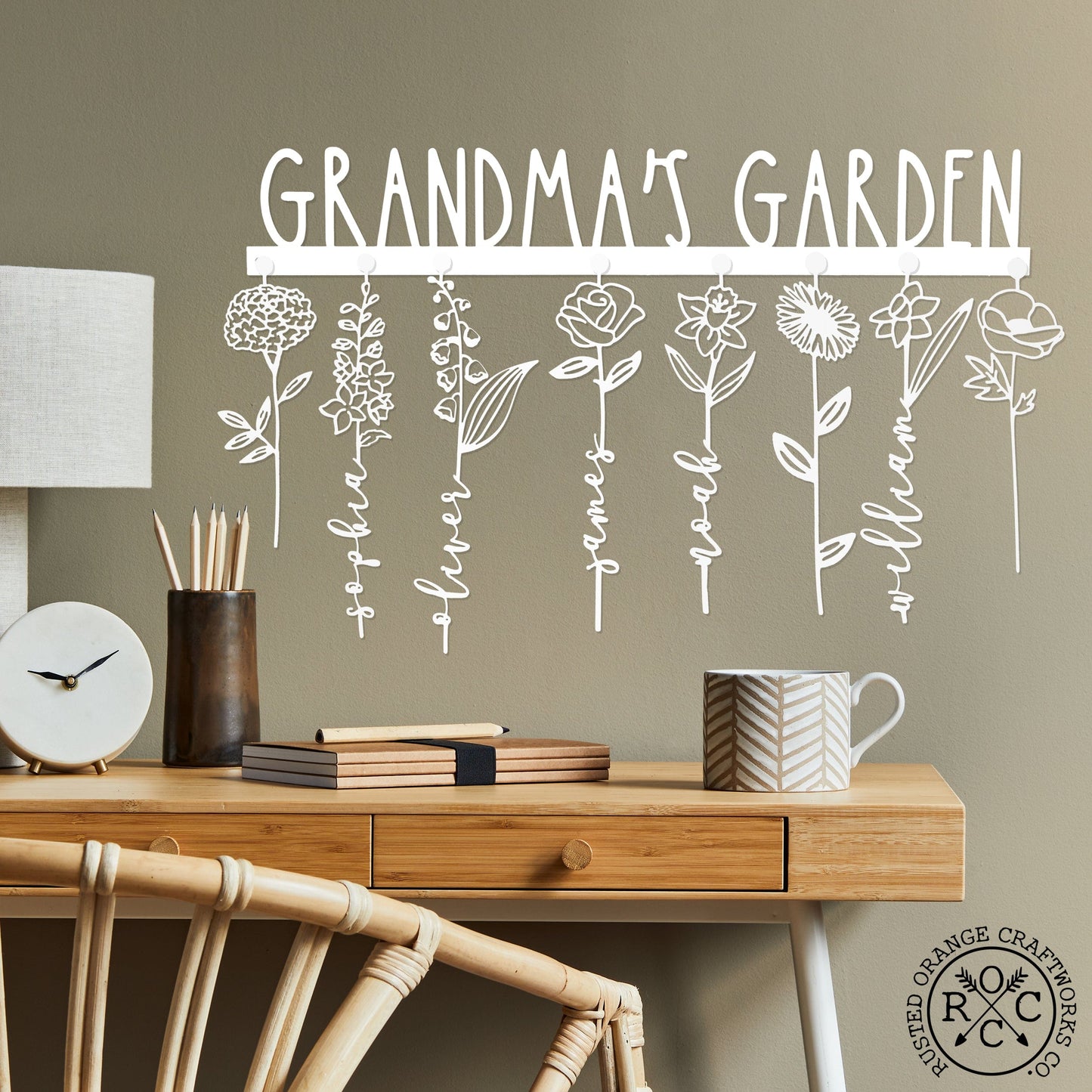 XL Our Family Garden - Personalized Birth Month Flowers Family Name Sign Mother's Day Gift