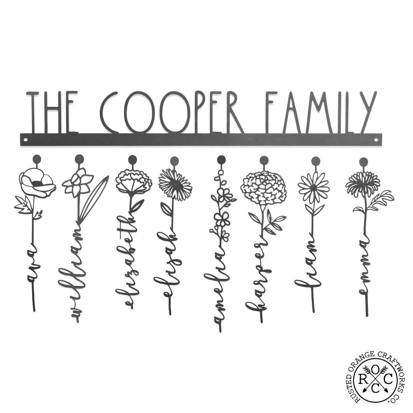 XL Our Family Garden - Personalized Birth Month Flowers Family Name Sign Mother's Day Gift