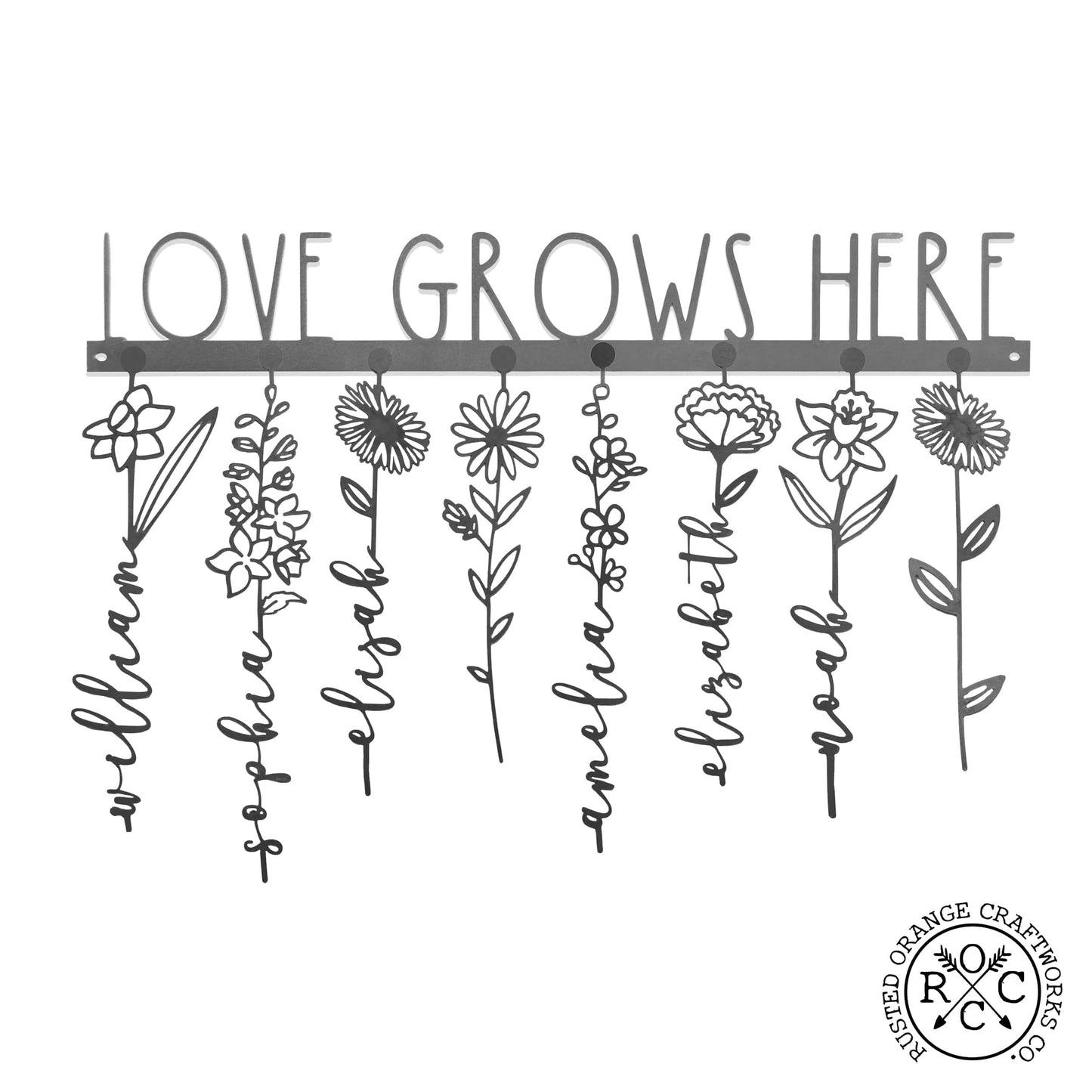 XL Our Family Garden - Personalized Birth Month Flowers Family Name Sign Mother's Day Gift