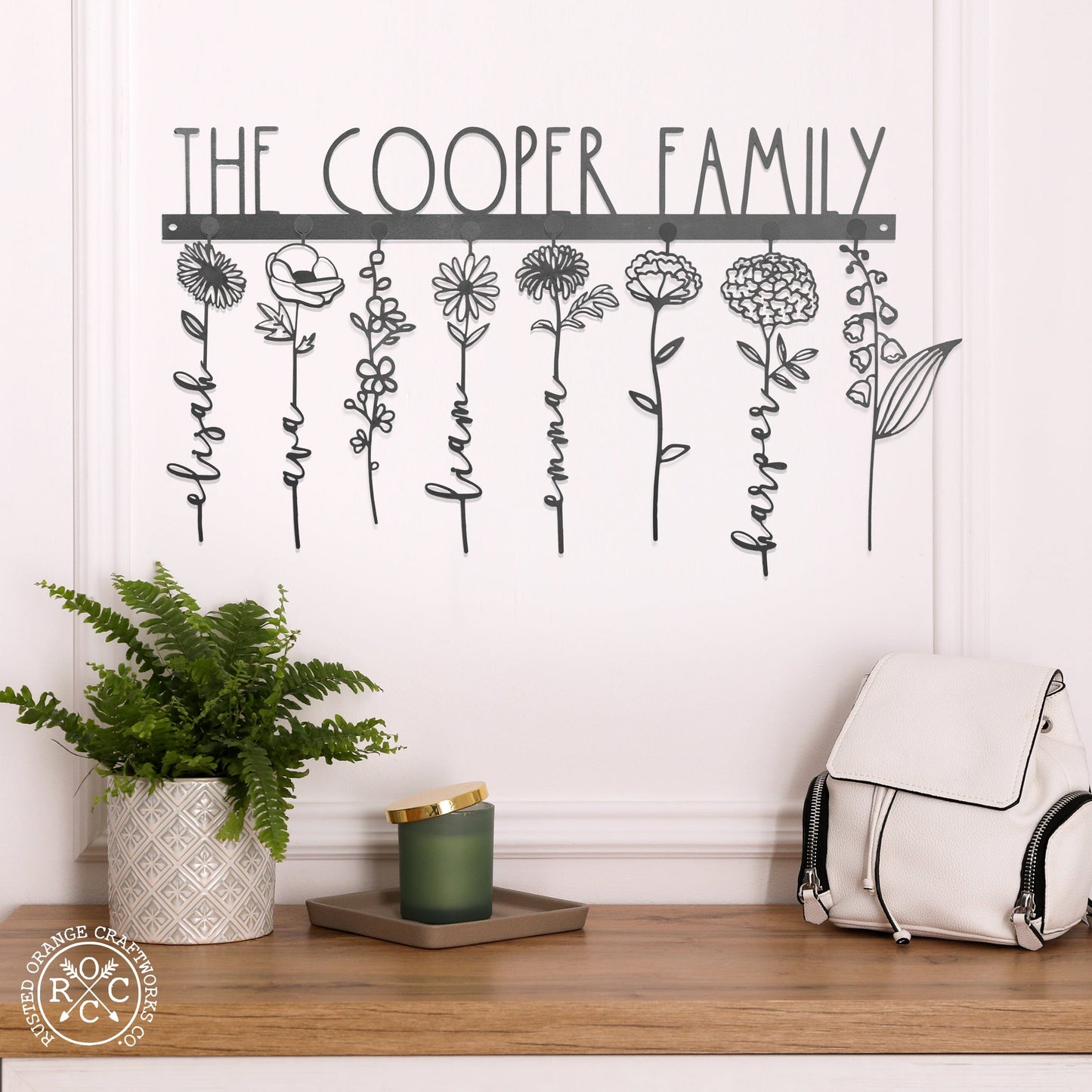 XL Our Family Garden - Personalized Birth Month Flowers Family Name Sign Mother's Day Gift