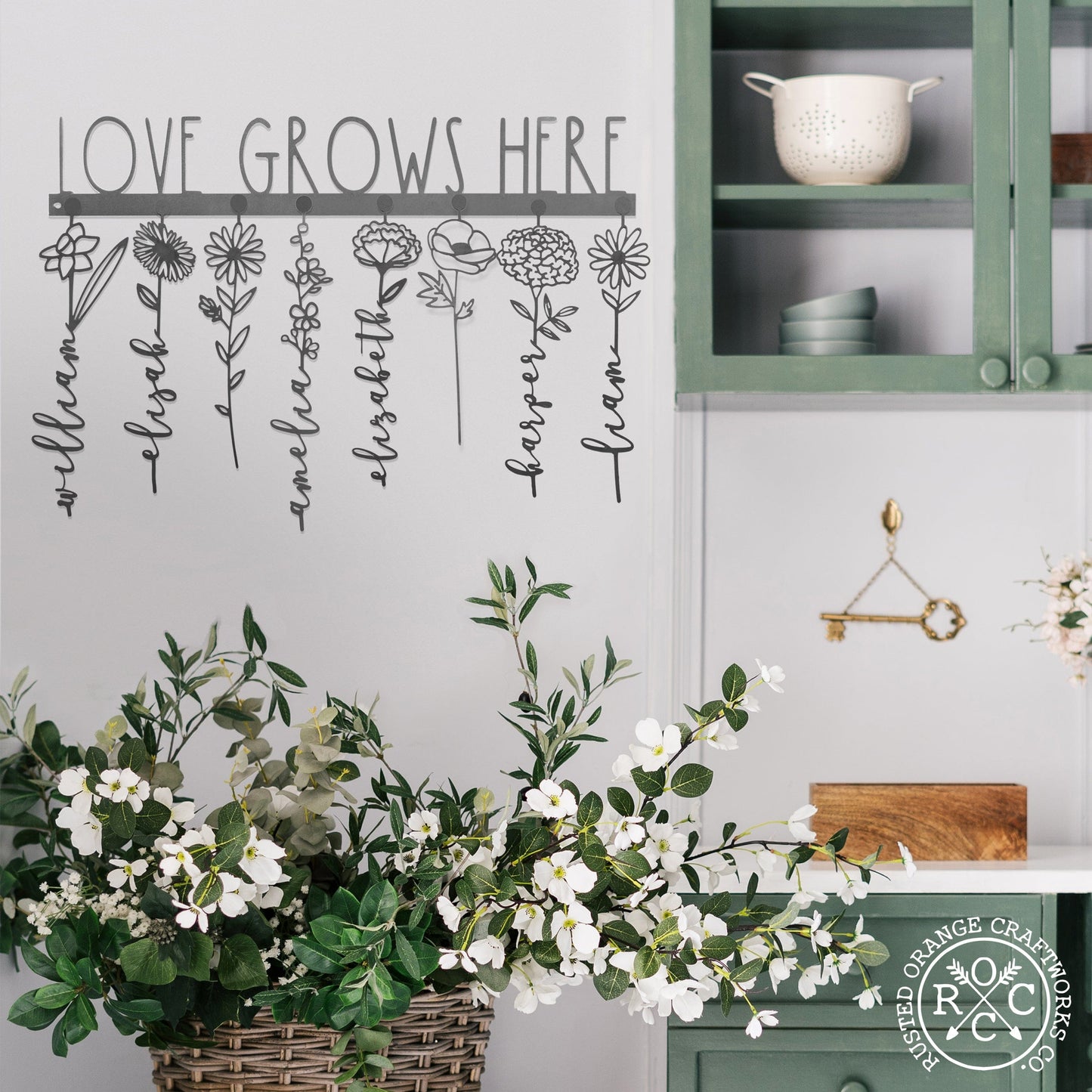 XL Our Family Garden - Personalized Birth Month Flowers Family Name Sign Mother's Day Gift