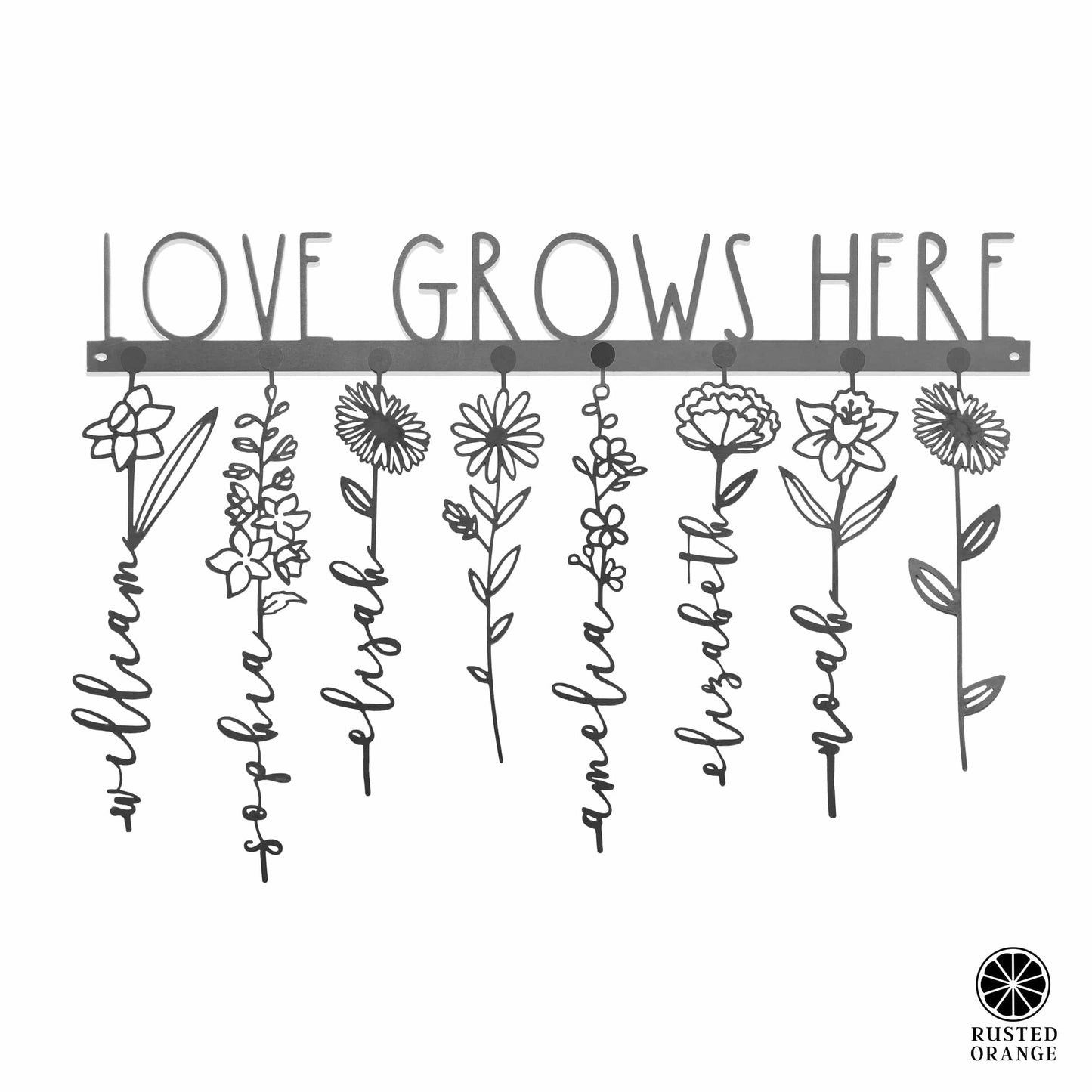 XL Our Family Garden - Personalized Birth Month Flowers Family Name Sign Mother's Day Gift