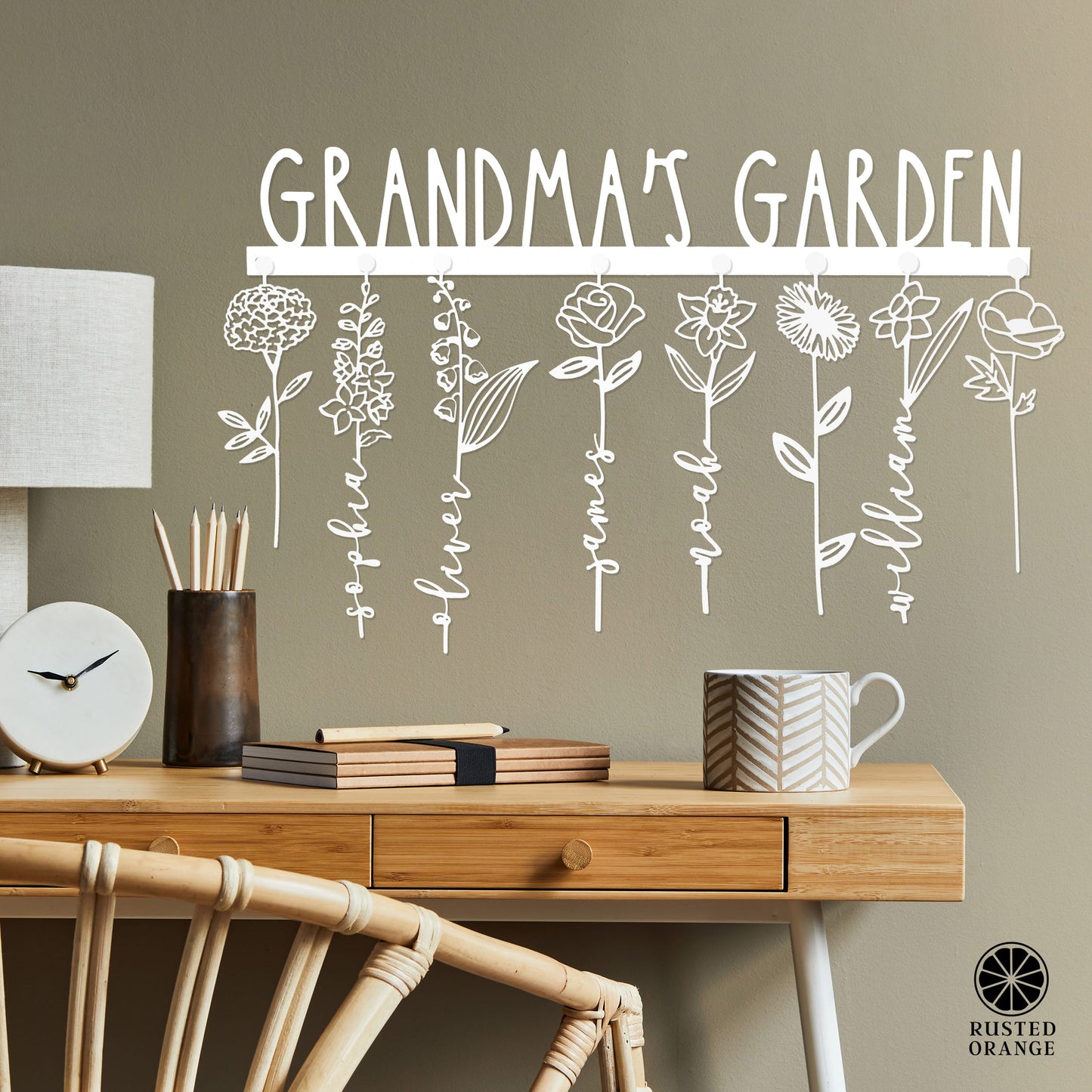 XL Our Family Garden - Personalized Birth Month Flowers Family Name Sign Mother's Day Gift
