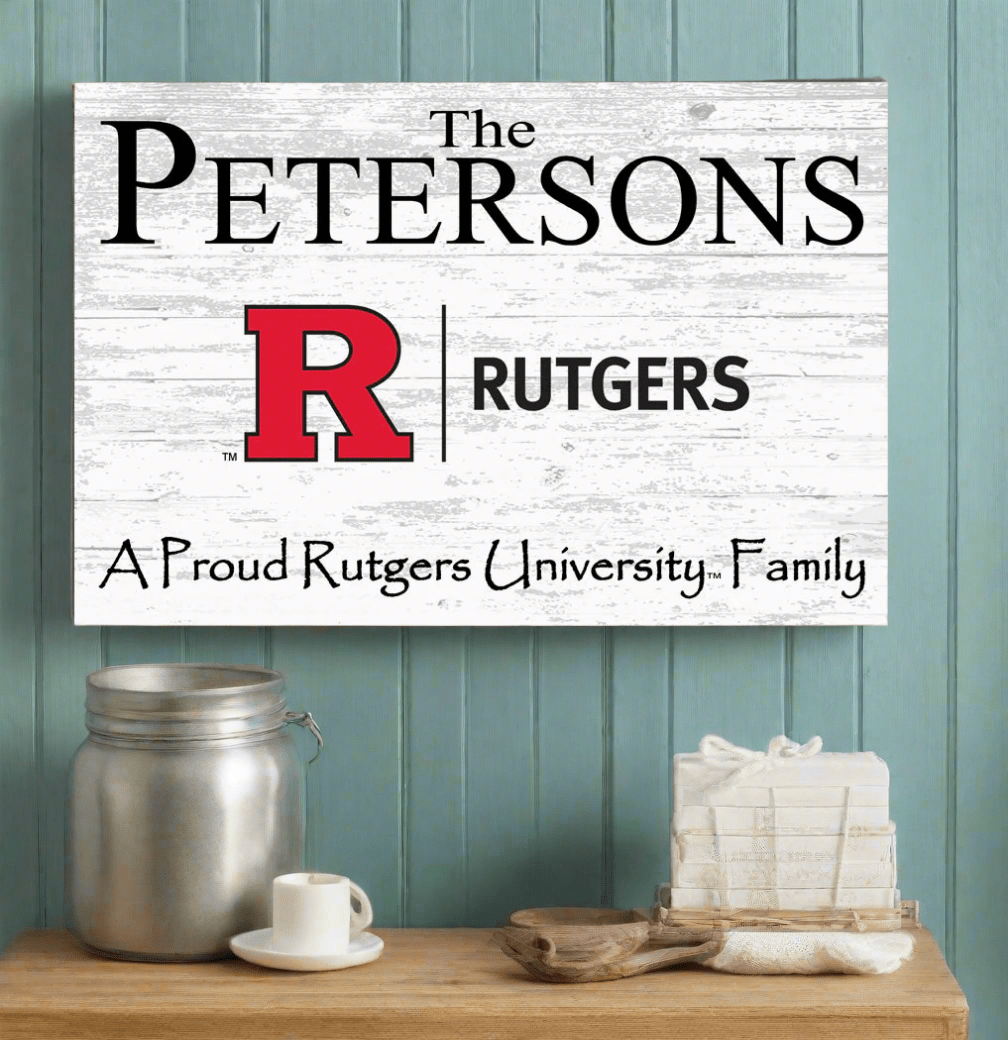 Rutgers Family Name Sign – Personalized Rutgers University Wood Wall Sign