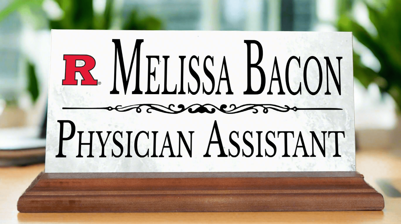 Rutgers University Desk Nameplate – Custom Marble Name Sign with Title