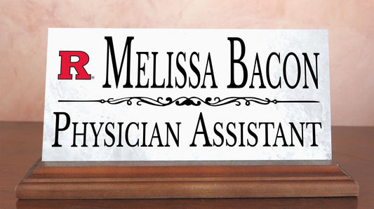 Rutgers University Desk Nameplate – Custom Marble Name Sign with Title