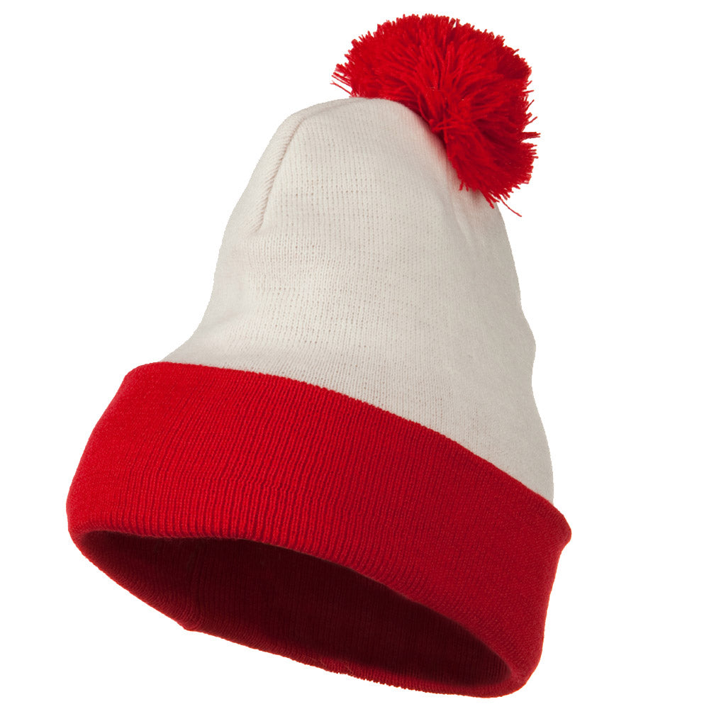 Red White Long Beanie