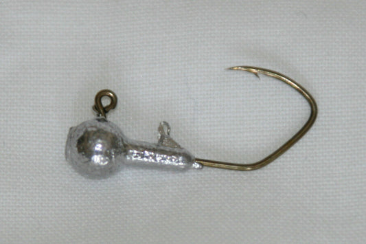 35 pc Cam's 1/16 Round Jig Head #2 Gold (Laser Sharpe) Nasty Bend Hooks Barb Collar