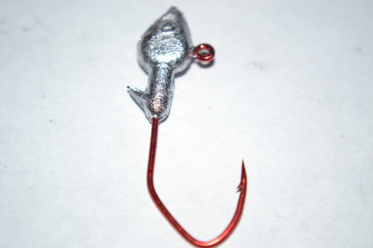 35 pc Cam's 1/32 Minnow Jig Head #2 Red (Laser Sharp) Nasty Bend Hooks  Barb Collar