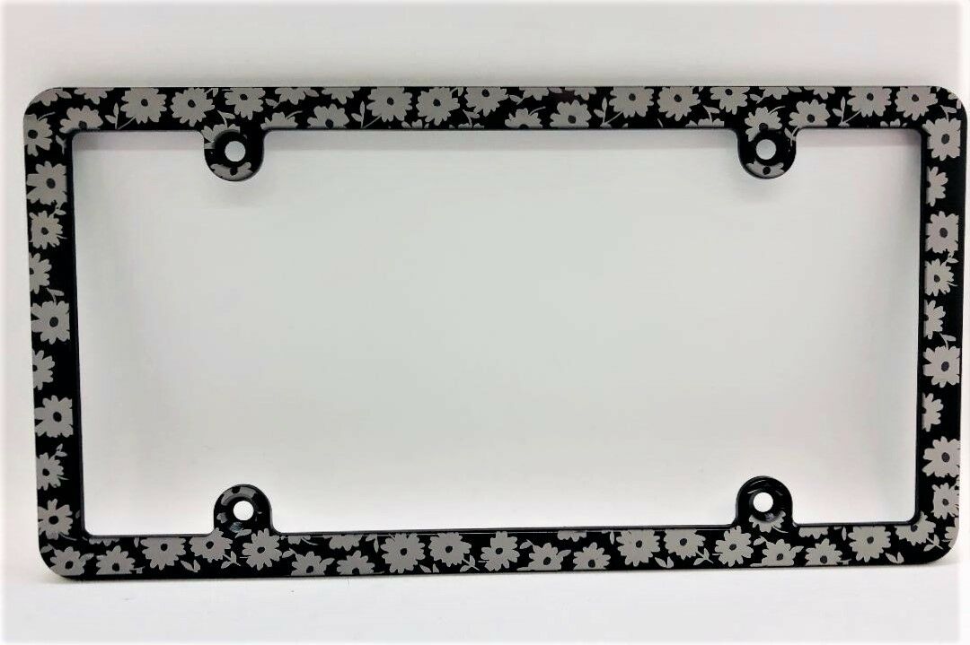 Daisy Pattern Slim Billet Aluminum License Plate Frame